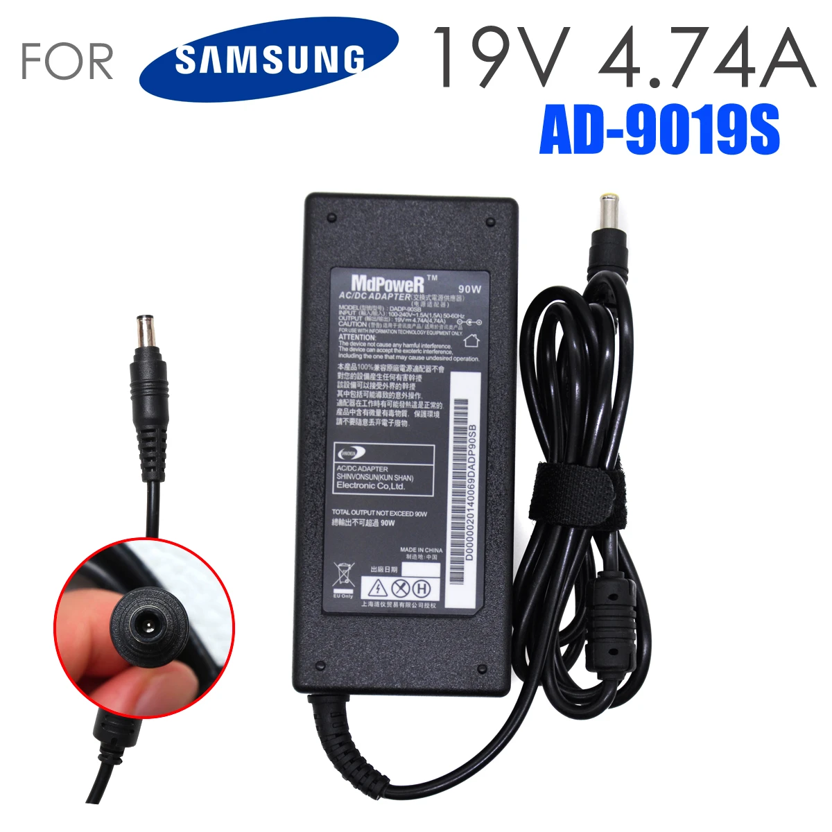 For samsung R580 R590 R610 R65 R540 R560 R580 R610 R65 R700 RC530 RF509 RF510  laptop power supply AC adapter charger 19V 4.74A external fan for laptop