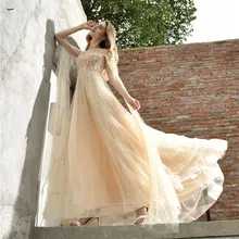 Сказочное платье для выпускного вечера, украшенное кристаллами, с длинными рукавами до пола, Формальные платья