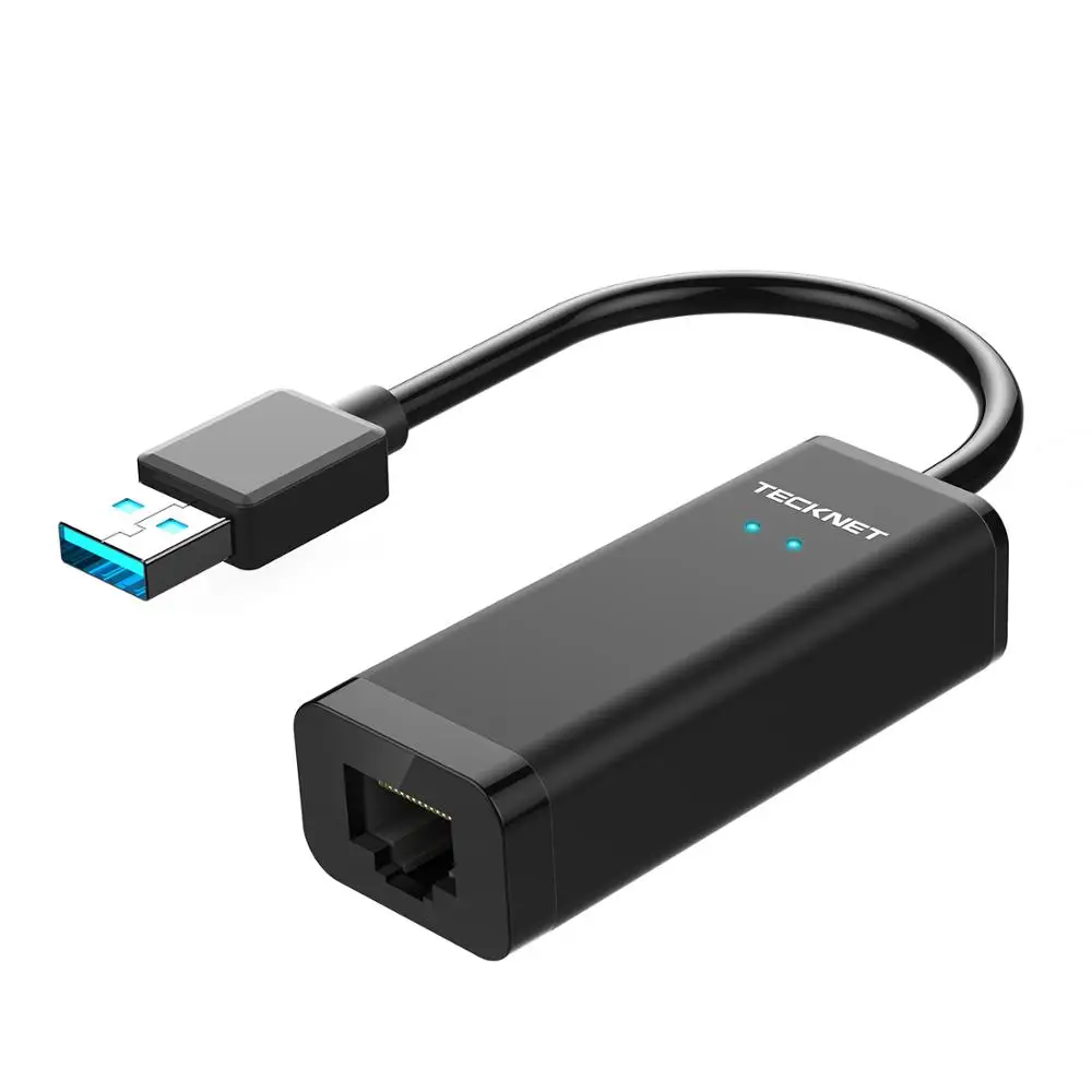 TeckNet USB сетевой адаптер USB 3,0 для RJ45 10/100/1000 Мбит сетевой кабель проводной Ethernet-адаптер для Windows10 8,1 сети ТВ коробка - Цвет: Black