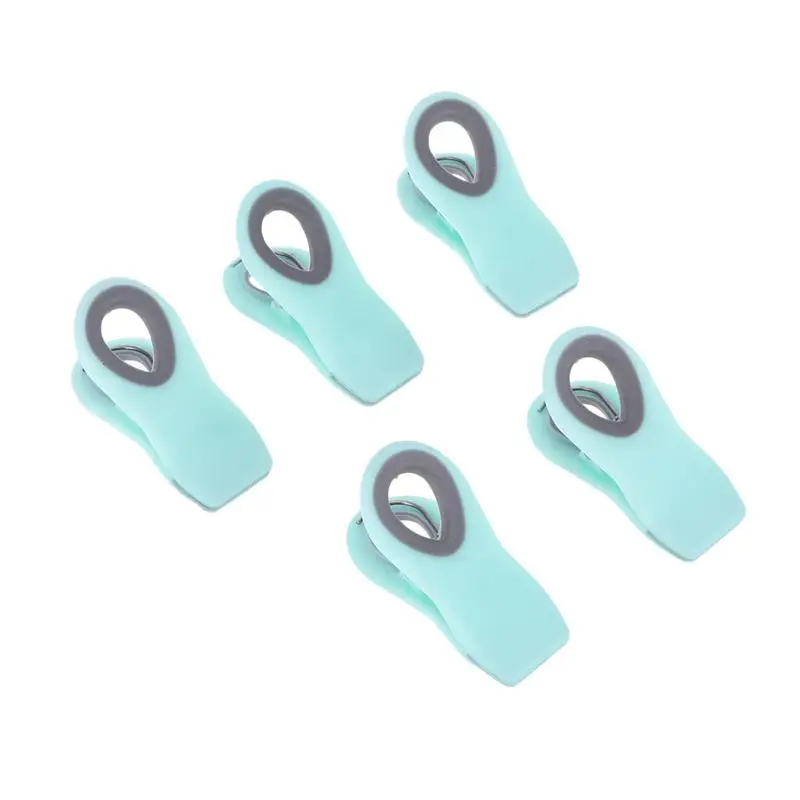 5pcs Light Green Магнитные зажимы для кухонного холодильника, мешок для еды, влагостойкий уплотнительный зажим - Цвет: 5pcs Light Green