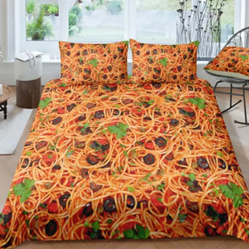 White 3Pcs 3D Hamburger Bedding Set 140x210cm/180x210c/172x218cm/135x200cm/200x229cm Quilt Cover Comforter Bedding Sets - Color: White