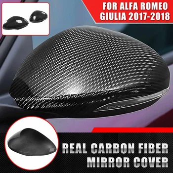 

Lwft+Right Real Carbon Fiber Car Rear View Side Mirror Cover Cap Case For Alfa For Romeo For Giulia Quadrifoglio 2017-2018