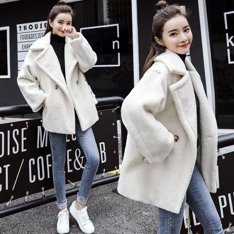

Korean-style Autumn And Winter Lambs Wool Thick Warm Woolen Jacket Sheep Shearing Long Short Coat New Style Versatile Slimming