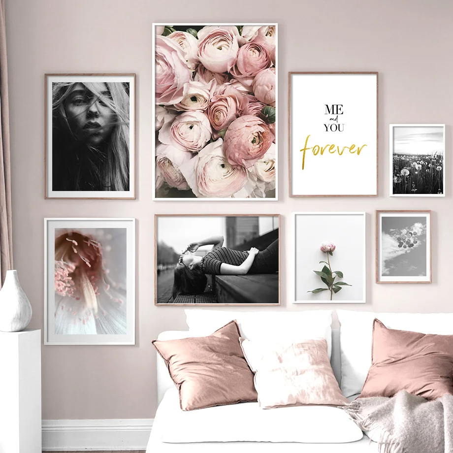 

Flower Black And White Girl Dandelion HD Wall Art Canvas Painting Nordic Posters And Prints Wall Pictures For Living Room Decor