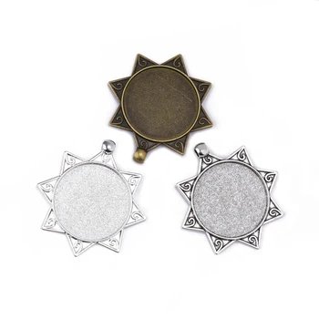 

JUYA 10pcs/lot 8-sided Geometry Shape Fit 30mm Round Glass Cabochon Base Cameo Setting For Pendant Necklace DIY Jewelry Making