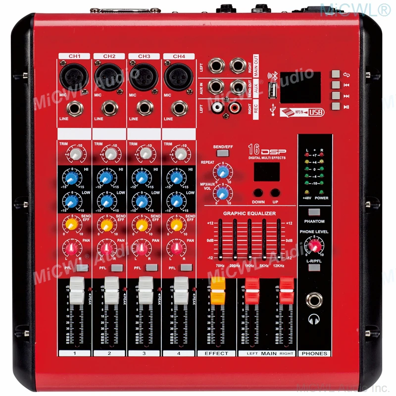 US $178.60 MiCWL 800W 4 Channels Mixing Console With 2 X 400 Watts Power Amplifier Professional Bluetooth Record USB Audio Mixer DJ