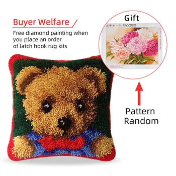 

DIY Latch Hook Rug Kits Crocheting Yarn Cushion Cover 3D Cartoon Animal Sewing Needlework for Adults Kids Gift Latch Hook Kussen