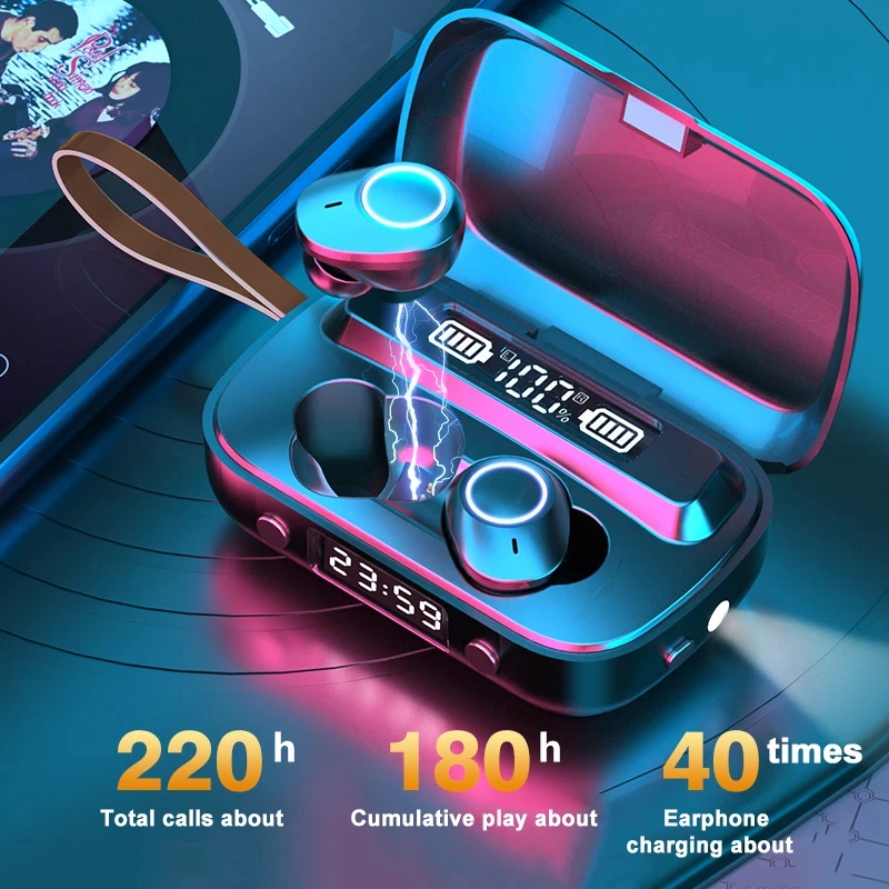 Bluetooth 5 1 Earphone Touch Control TWS Wireless Headphons HiFi IPX7 Waterproof Earbuds Headset with LED Display Charging Box