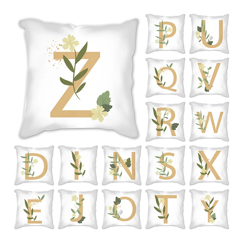 

New Design Toss Pillow European Letter Leaves Cushion Cover Chair Cotton Linen Promotion Home Decoration Cover Pillow 45x45cm