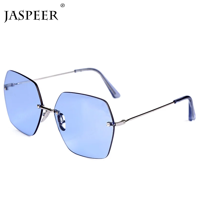 JASPEER, новинка, без оправы, сплав, оправа, солнцезащитные очки для женщин, мужчин, модный бренд, дизайн, синие, красные, зеркальные очки, для девушек,, очки