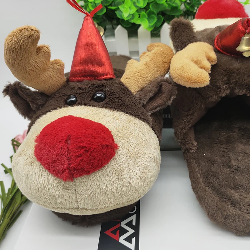 Детские Рождественские домашние тапочки; специальные теплые зимние домашние тапочки для влюбленных; обувь на толстой твердой подошве; домашняя обувь