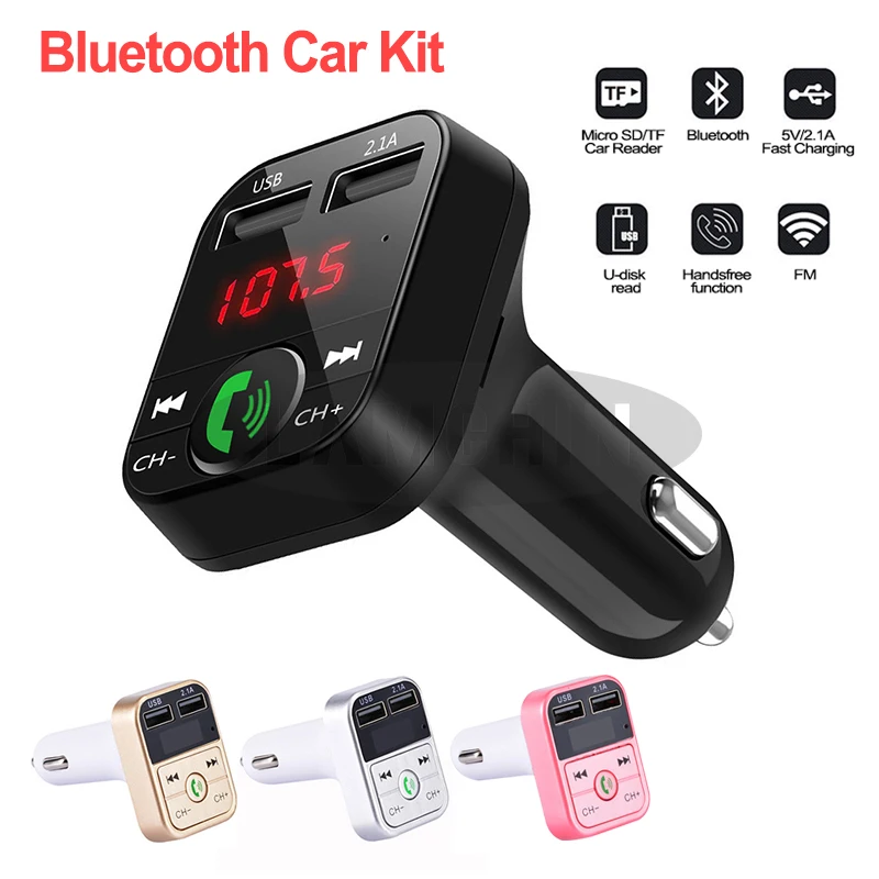 Автомобильное зарядное устройство с двумя USB портами для Samsung Xiaomi IPhone FM