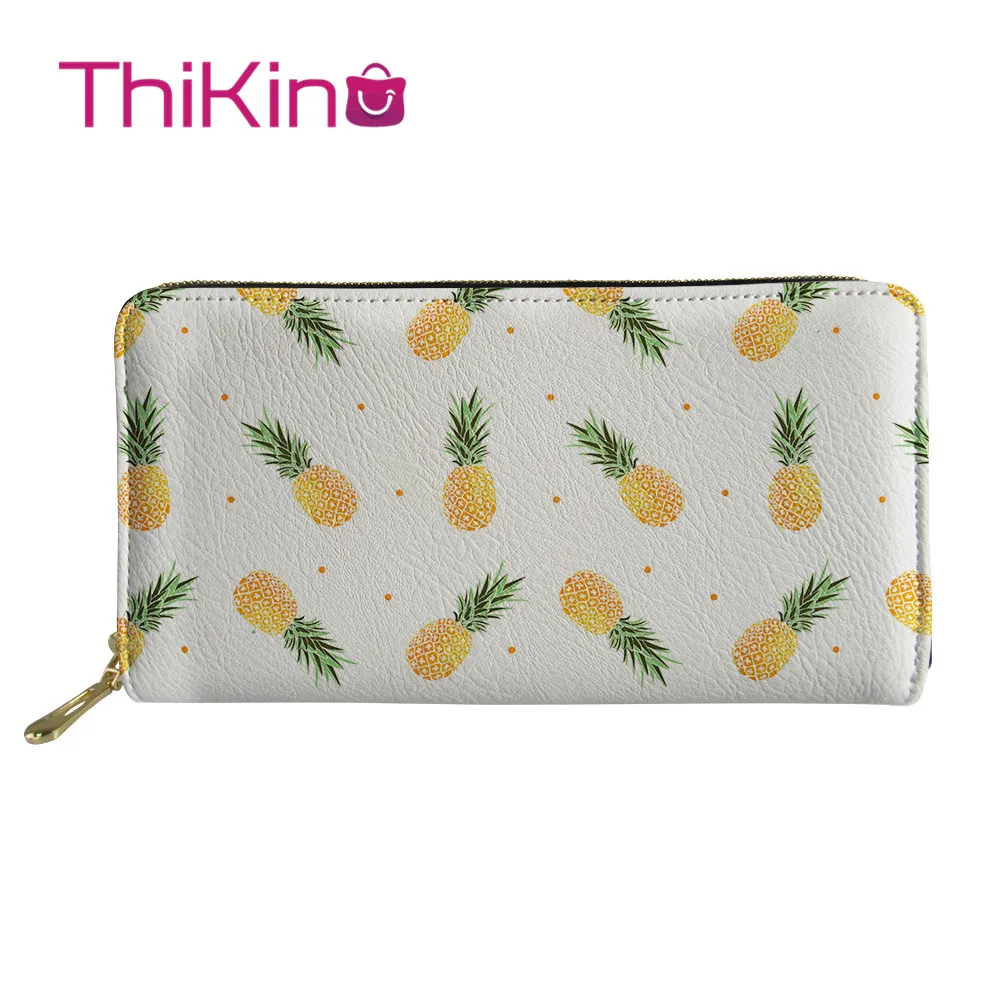 Thikin летний крутой Длинный кошелек Pinapple на молнии для телефона держатель карт