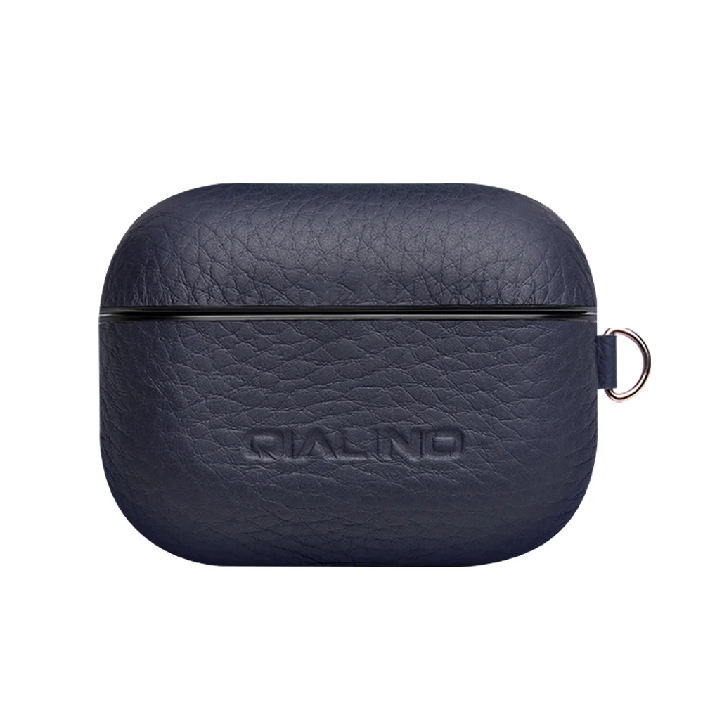 QIALINO Мягкий чехол из натуральной кожи для AirPods Pro ручной работы противоударный чехол для наушников для Airpods 3 - Цвет: Blue