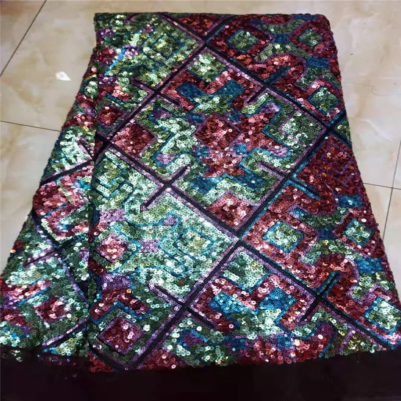 Вышивка многоцветная 2019 нигерийская последовательная Кружевная Сетка