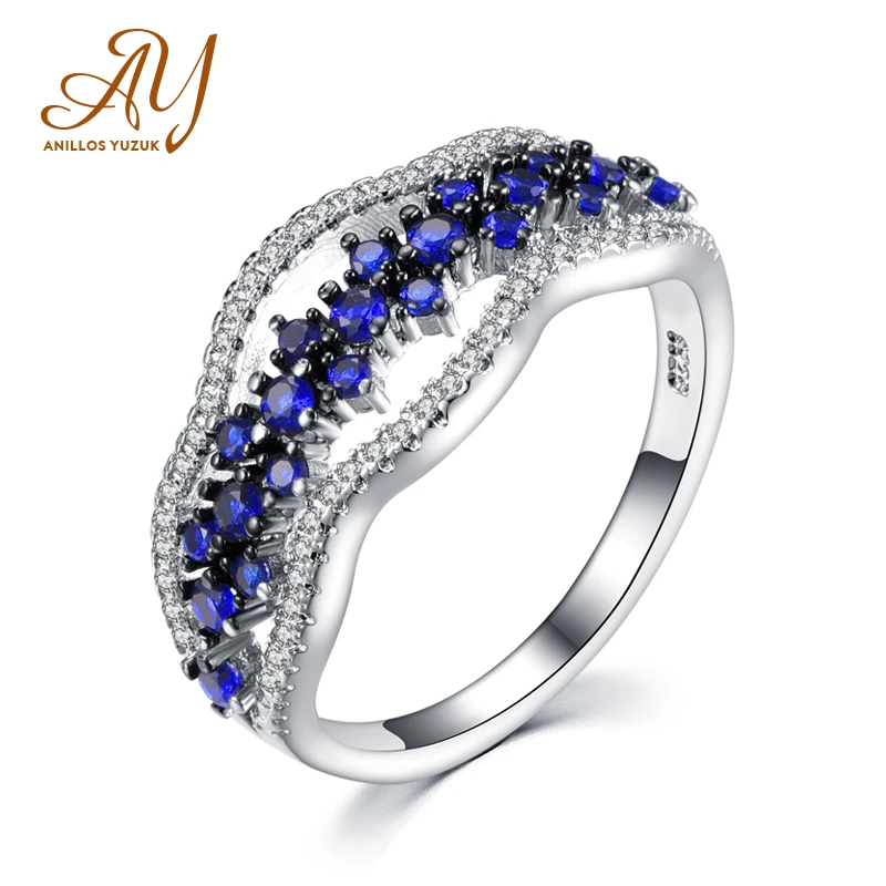 Anillos Yuzuk серебро 925 ювелирные изделия кольцо с синим сапфиром позолотой Циркон