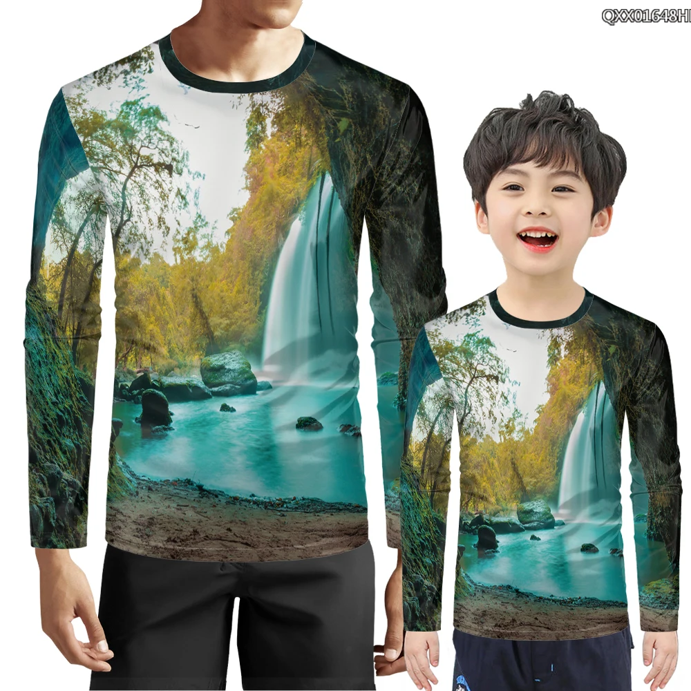 

3d Men New Long Sleeve Leisure Scenery Brook Stone Tree Print Men And Women 3d Long Sleeve spotify premium
