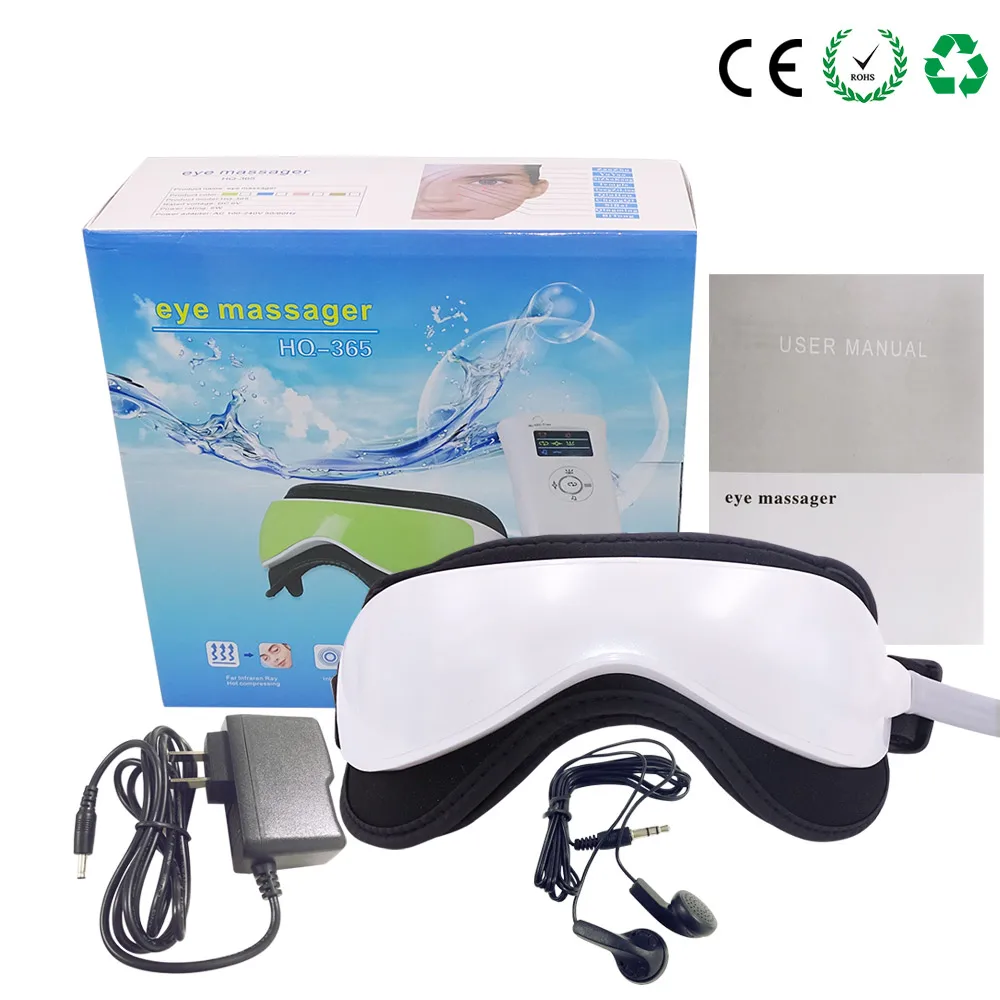 white with retailbox Вибрационный массажер для глаз, музыкальный магнитный массажер с воздушным давлением, инфракрасное Отопление, массажные очки, электрический прибор для ухода за глазами постоянного тока - Цвет: white with retailbox