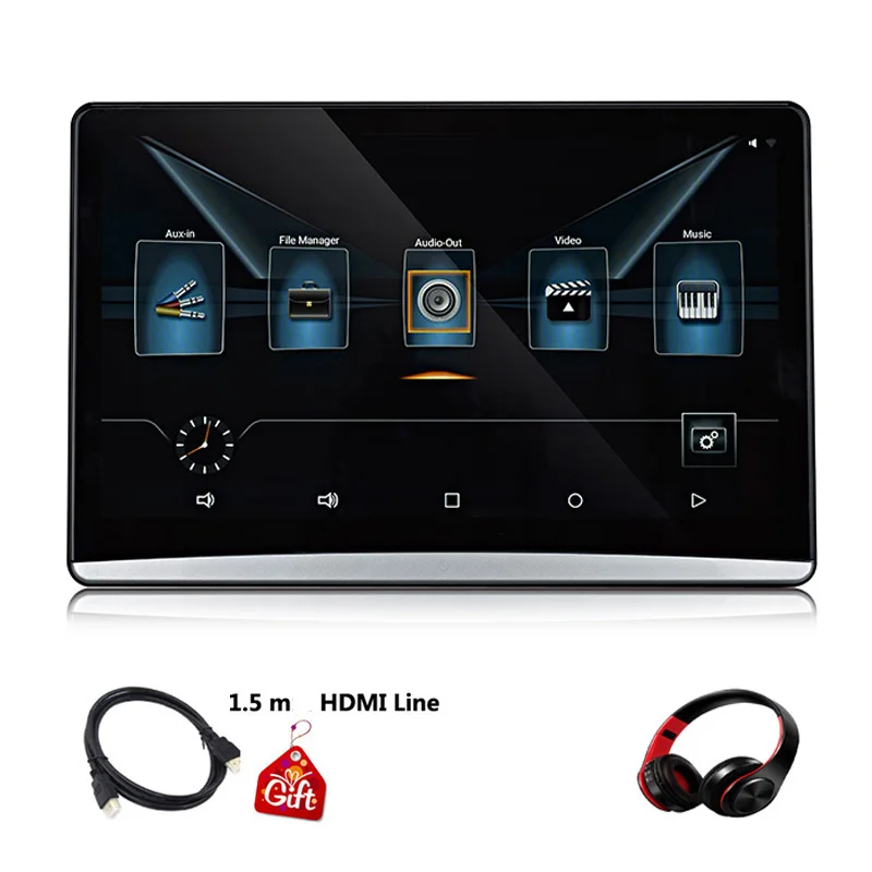 11,6 дюймов Android 9,0 подголовник монитор автомобиля MP5 1920*1080 FHD 1080P видео плеер сенсорный экран с wifi/Bluetooth/USB/SD/HDMI/FM - Цвет: 1 monitor 1 headset