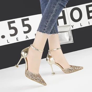 

chaussure femme 2019 high heels sexy sandals zapatos de mujer stiletto party shoes woman fashion shallow buckle shoe NO.55 Shoes