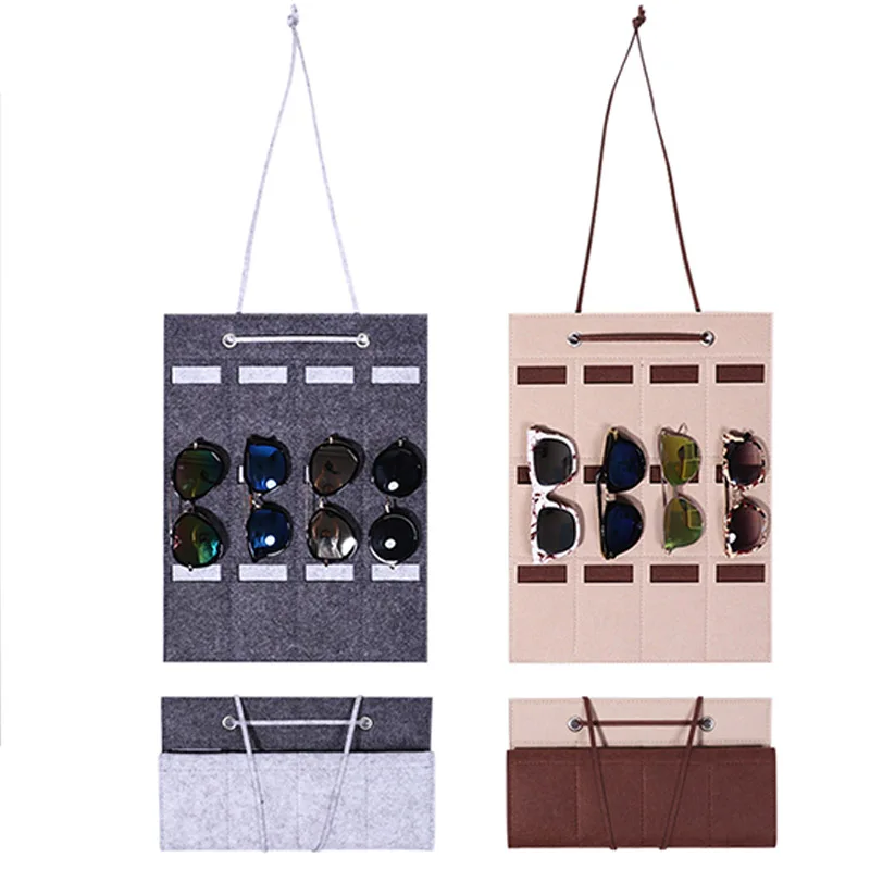 

1Pcs 12 Grid Sunglasses Storage Bag Felt Wall Hanging Storage Dispenser Save Space Pure Color 11.81*15.75 Inch Hanging Type