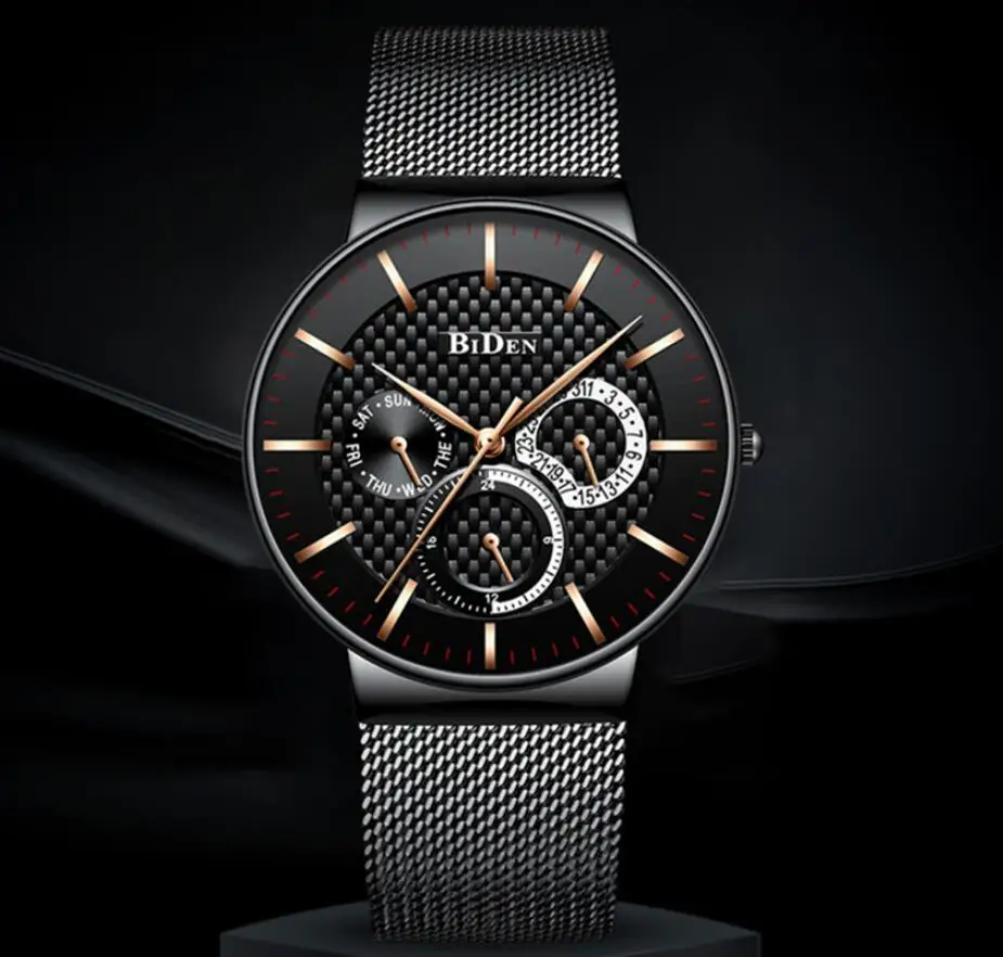 

Fashion Watches Men Waterproof Slim Mesh Strap Minimalist Wrist Watches For Men Quartz Sports Watch Clock Relogio Masculino