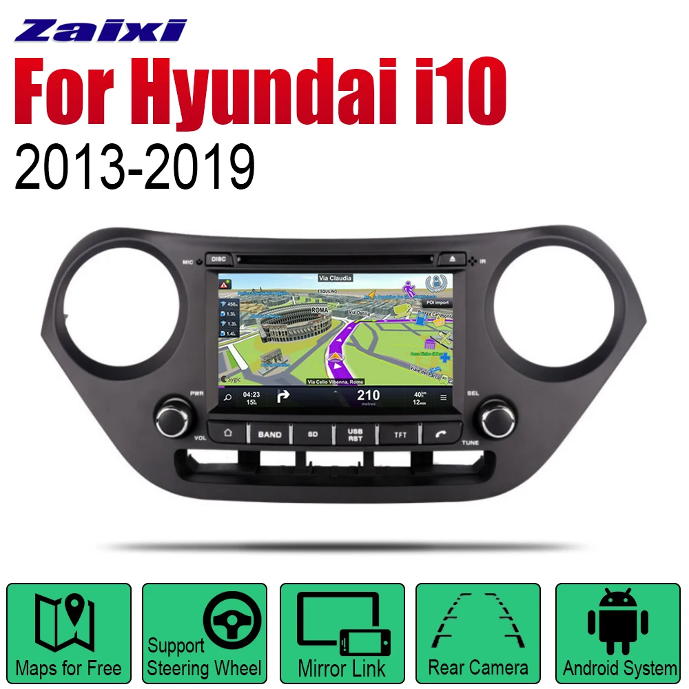 

ZaiXi Auto DVD Player GPS Navigation For Hyundai i10 2013~2019 LHD Car Android Multimedia System Screen Radio Stereo