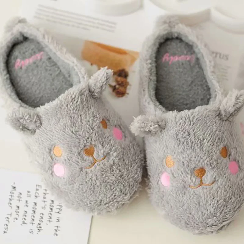 Slipper Millffy/милый белый галстук-бабочка, серые Тапочки с мишкой, домашние Гавайские сланцы, женские домашние тапочки, женские тапочки с анималистическим принтом - Цвет: Slipper