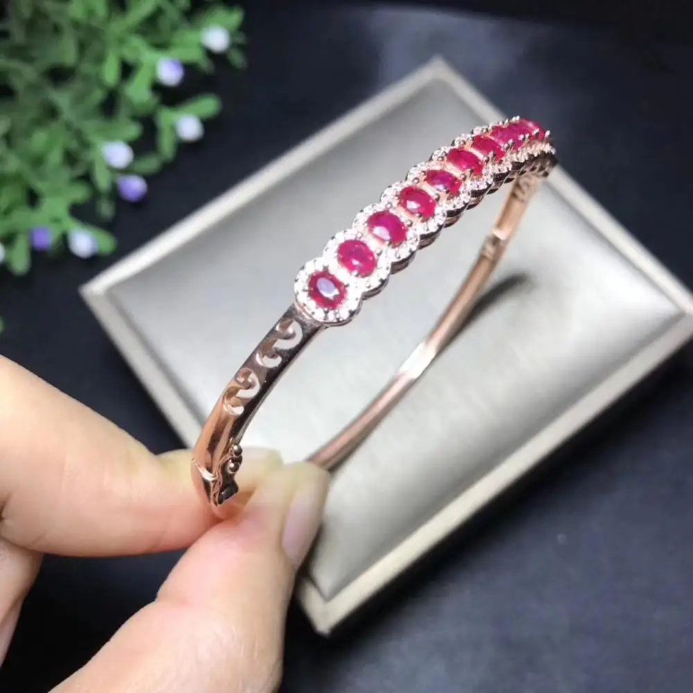 Exclusive high-end gem natural ruby Bracelet exhibition 925 new silver hand-made leading fashion