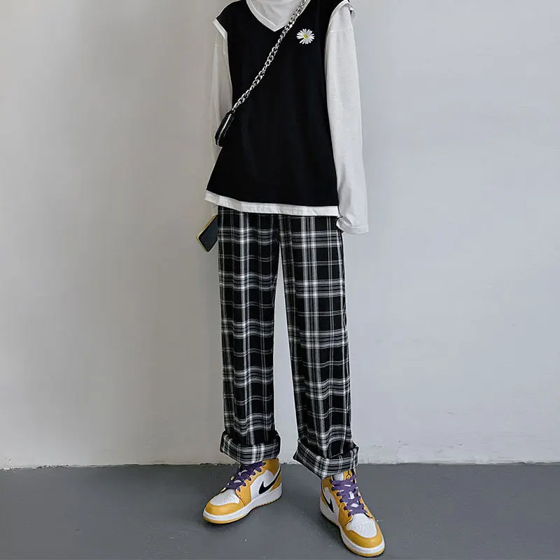

Brand Pants Women's Plaid Pants Sweatpants Joggers Winter Casual Pants Elastic Pants Fashion Pants Woman Pants Baggies