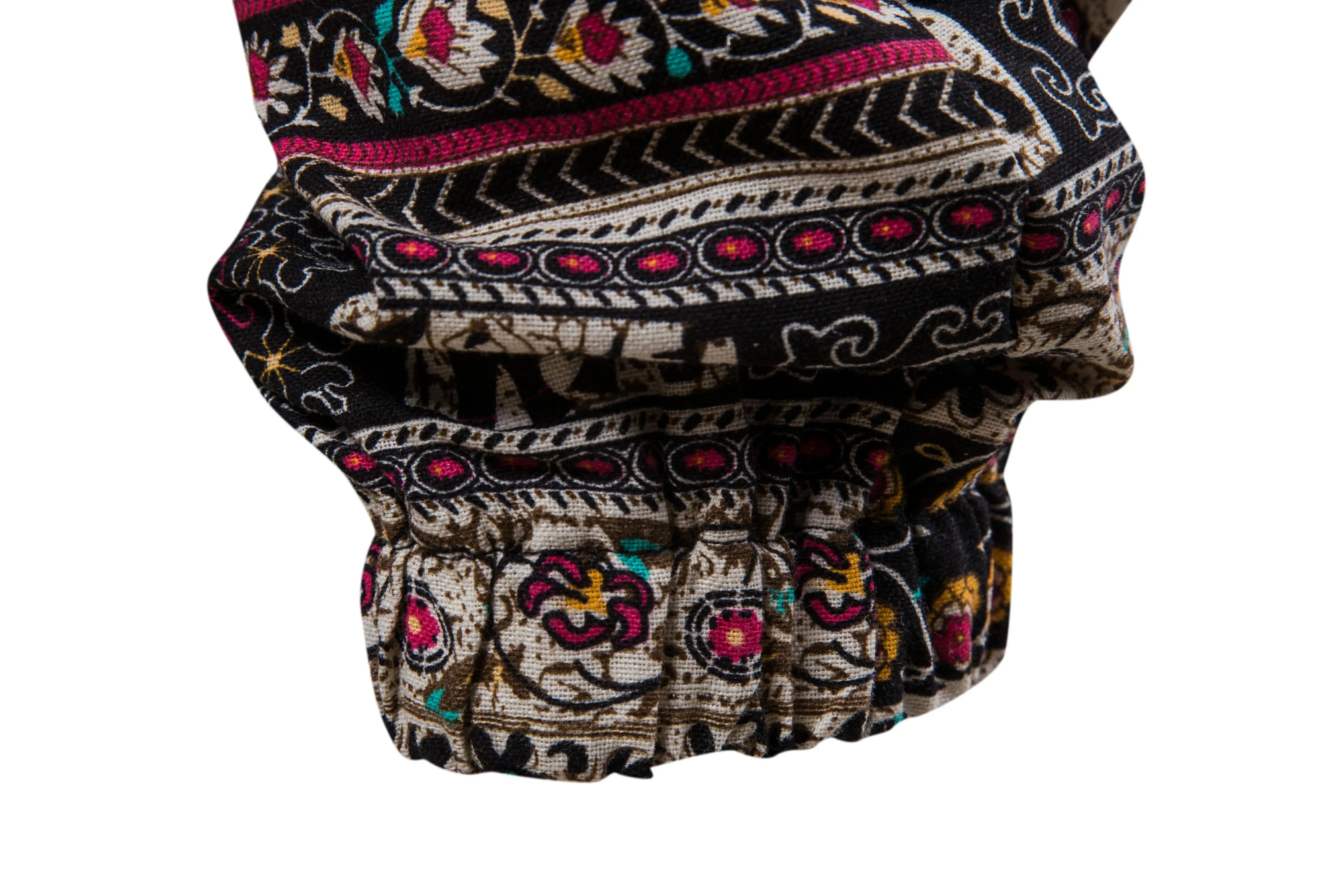 Men Harem Pants Print Retro Joggers Cotton Trousers Men Baggy Loose