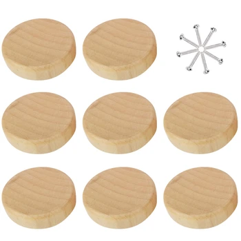 

Practical 4/8 Pcs Home Accessory Wooden Knob With Screws Round Pull Knobs for Cabinet Drawer Shoe Box Cupboard Door