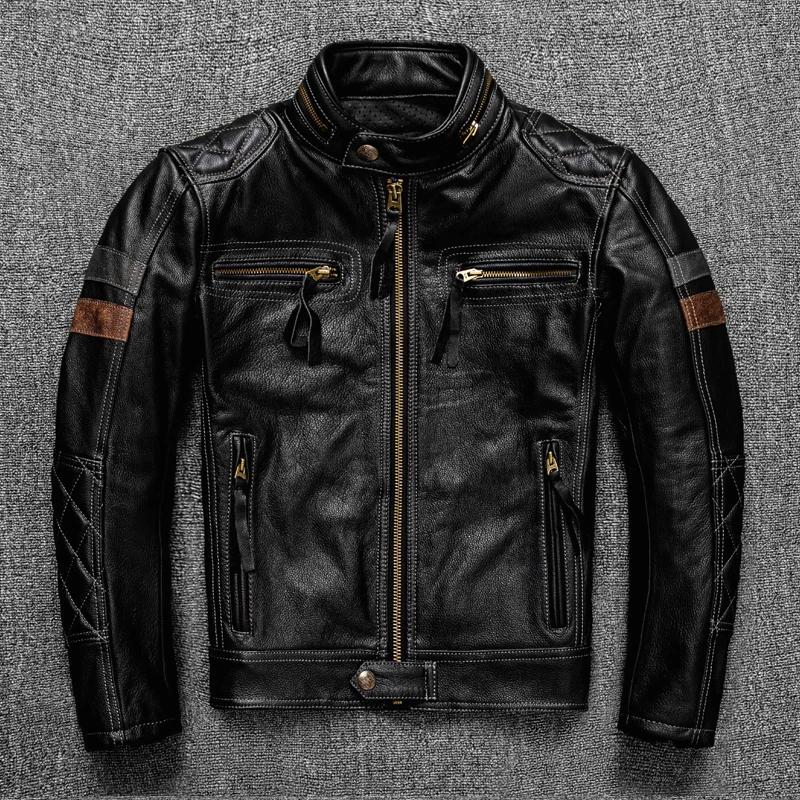 Free shipping. Brand new Pro motor biker real leather jacket.black men ...