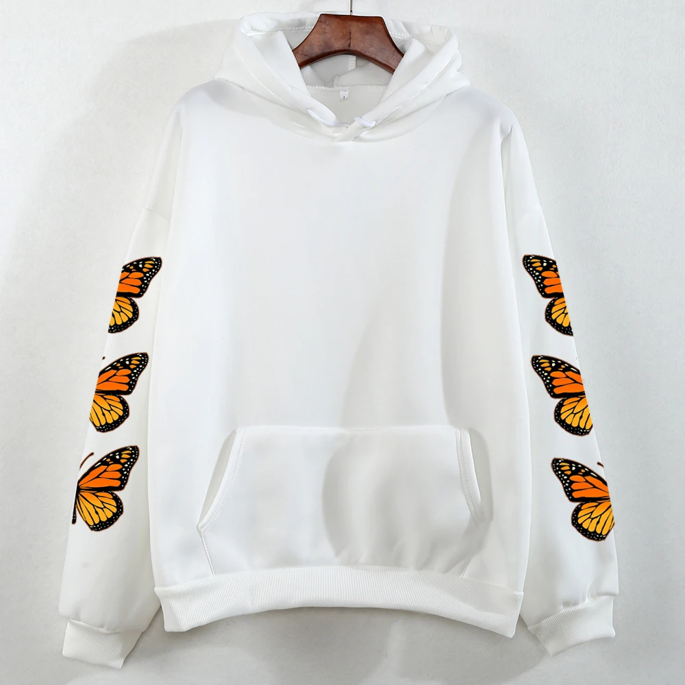 

Women Hip Hop Sweatshirt Hoodie Butterfly Streetwear Harajuku Pullover Hoodie Fleece Winter Autumn Black Hoodie Korean Clothes