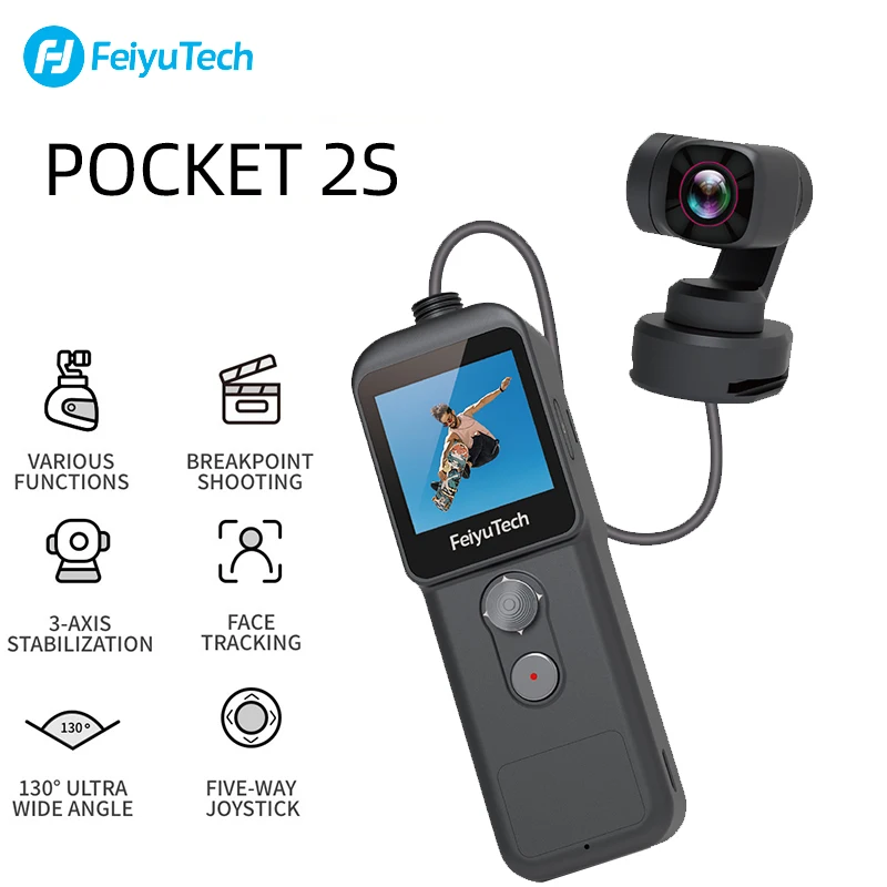 

FeiyuTech Feiyu Pocket 2S 3-Axis Gimbal Camera Split Design Magnetic Base 1 / 2.5-Inch Sensor 130 ° Field of View Ultra HD 4K