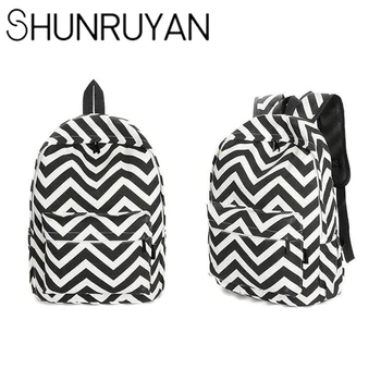 

SHUNRUYAN Fashion New College Style Canvas Stripes Backpack School Bags For Teenager Girl Laptop Backpack Travel Knapsack