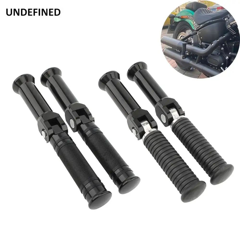 Motorcycle Black Foot Pegs CNC Rear Footrest Support Brackets for