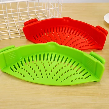 

Silicone Colanders Kitchen Clip On Pot Strainer Drainer for Draining Liquid University Draining Pasta Vegetable Tool