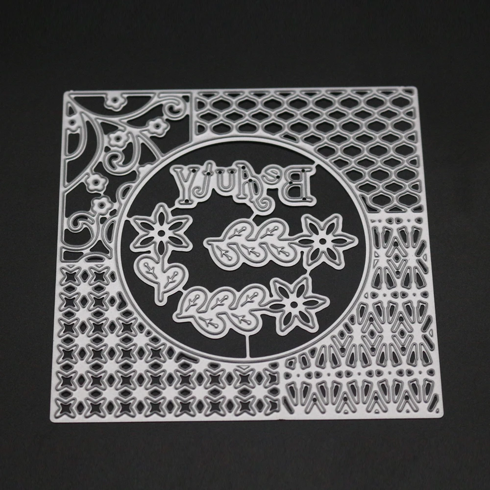  10x10cm Square Background Border Metal Cutting Dies Embossing Dies Greeting Card Invitation Card Ha - 4000046175069