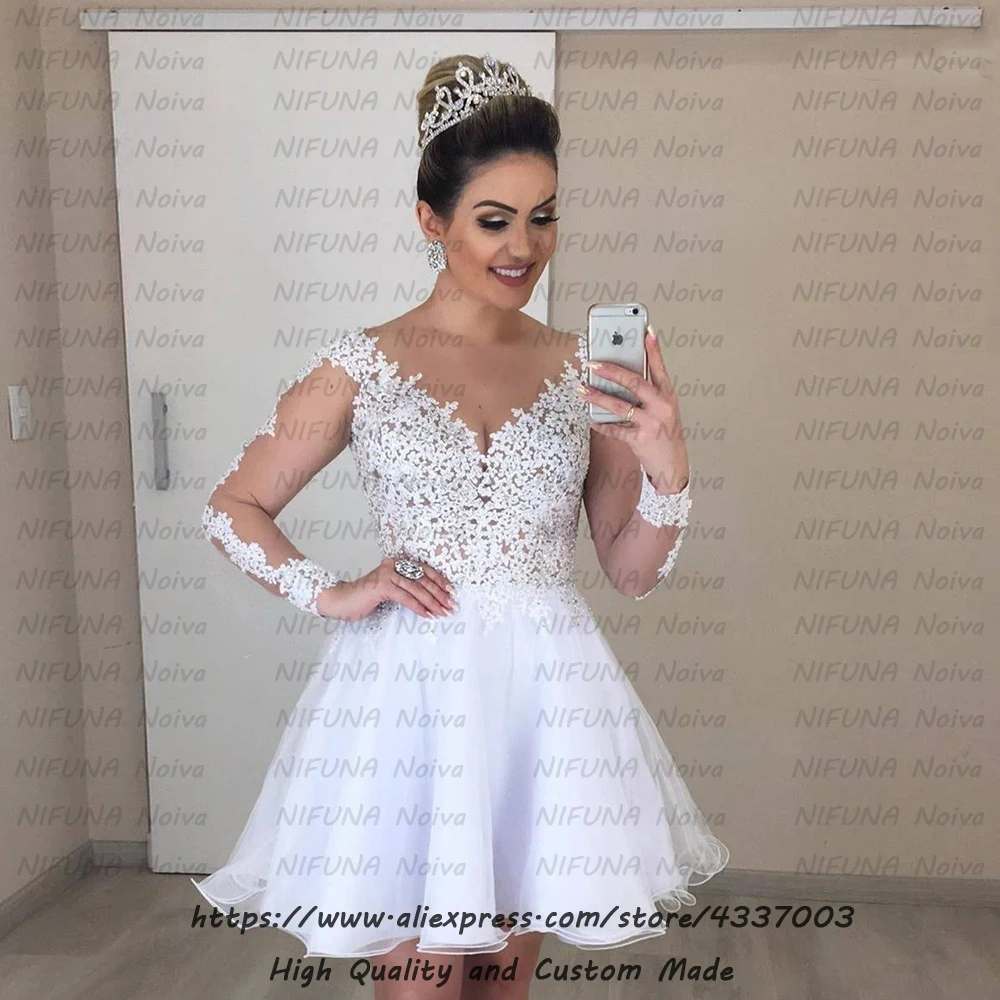 Vestido de novia 2 en 1 сексуальное свадебное платье из двух частей es, халат с длинными рукавами, элегантное кружевное свадебное платье 2 в 1, Casamento