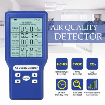 

Digital Dispaly HCHO/TVOC Tester CO2 Meter Air Quality Monitor Portable Air Detector Formaldehyde Gas Analyzer Tools AQI Meter