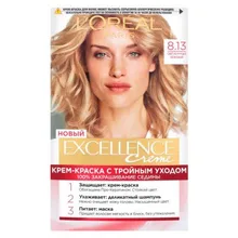 Крем-краска стойкая для волос L'Oreal Paris «Excellence», светло-русый бежевый, тон 8.13