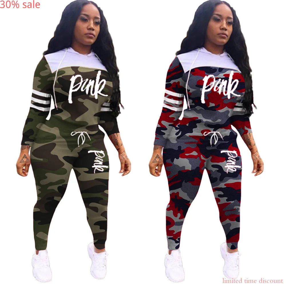 Plus Size Club Outfits Women Camo Pink 
