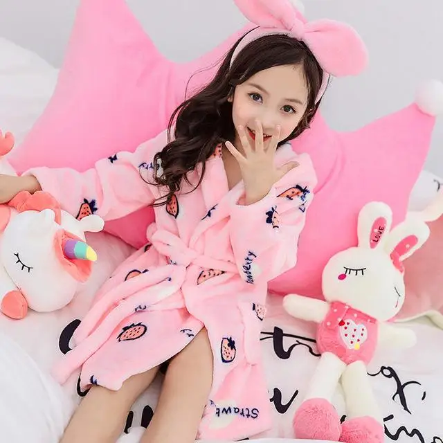 Robes 3 Банный халат для девочек высококачественные фланелевые халаты с капюшоном очень мягкая одежда для сна для девочек-подростков, пижамы для школы одежда для мальчиков - Цвет: Robes 3