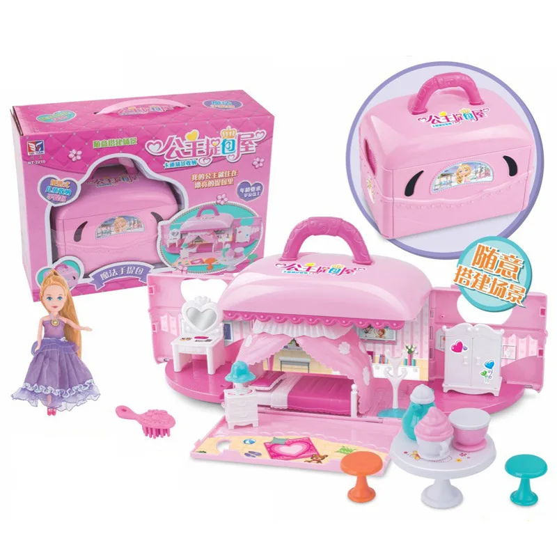

Children Play House Educational Interactive Portable Storage Box Suitcase Magic Pet Princess Handbag House Toy