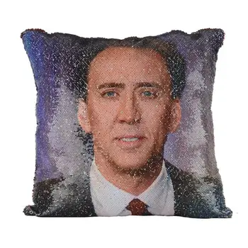 

1 Pc Fashion Comfortable Glitter Figure Printed Sequins &Suede Throw Pillow Cases Sofa Cushion Cover Home Decoration 40 * 40cm