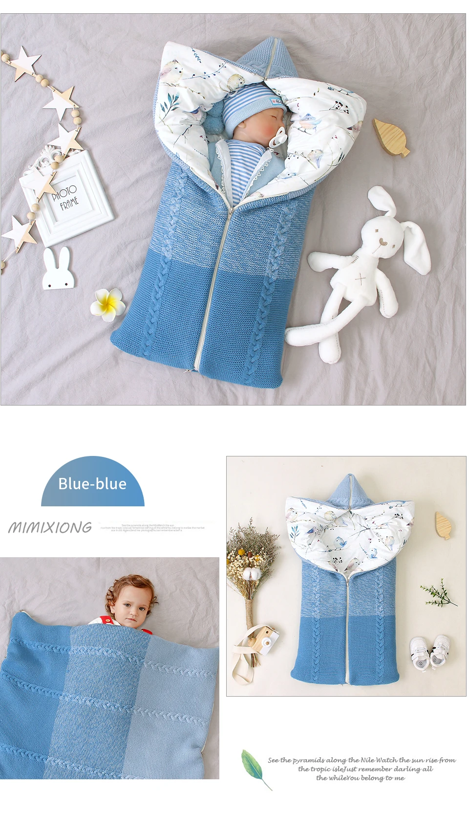 Детские спальные мешки; зимний теплый вязаный конверт для новорожденных; пеленка; осенний детский спальный мешок; 75*35 см