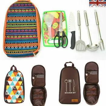 

7pcs Camping Cookware Kitchen Utensil Organizer Bag Travel Accessories Set Casual Solid Waterproof Print Unisex picnic Bags