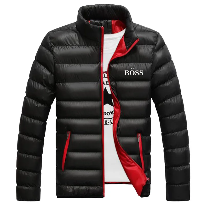 

Yes Boss Brand Print Winter Jacket Men Thick Warm Jacket Slim Casual Hooded Male Parka Jacket Men Cotton Thick Parka Jacket
