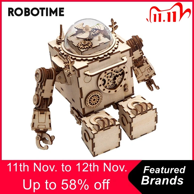 Robotime 5 Kinds Fan Rotatable Wooden DIY Steampunk Model Building Kits Assembly Toy Gift for Children Adult AM601